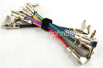 Joyo CM-11 6 Packs Farverige Elektrisk Guitar Patch kabel Kabler 6,35 mm Metal, Vinklet 10 cm For Elektriske Guitar-Effekt-Pedaler
