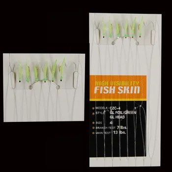 JSM 120PCS=20Packs/masse Sabiki Fiskeri Rigge Lokkemad med streng fiskekrog fast Fisk Hud lysende perler for is fiskeri lokke