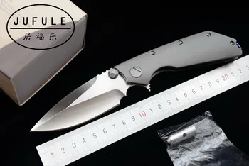 JUFULE DOC Folde D2 Blade Titanium / G10 bærende Flipper Taktiske køkkenkniv Udendørs Overlevelse Camping Lomme Jagt EDC Værktøj