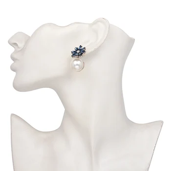 JUJIA Fashion kvinder erklæring krystal blomst med imiteret perle Øreringe til kvinder pige øreringe Fabrik engros oorbellen