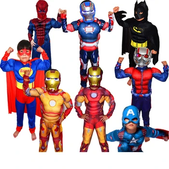 Jul Drenge Muskel Super Helten Captain America, SpiderMan Kostume Batman, Hulk Avengers Cosplay Kostumer til Børn Børn Dreng