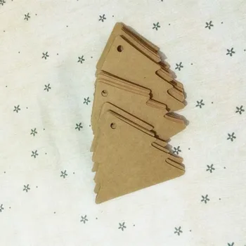 Juledekoration 100pcs Brunt Papir Gave-Tags juletræ Formet Tomme Ord, Sprog-Kort Emballage til Fødevarer Mærket