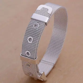 Julegave 2016 Ny 925 sølv smykker forgyldt Mode Smykker 14mm Net Strap armbånd&halskæde,Engros smykker SMTH006
