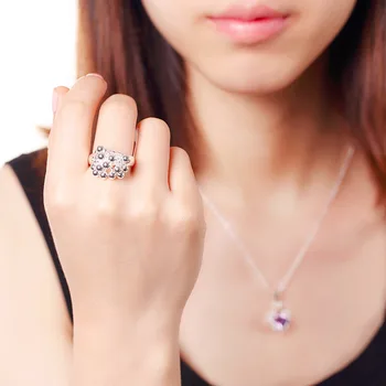 Julegave Engroshandel Sølv-forgyldt Ring,925 Sølv Mode Smykker,Multi Blank Drue Perler Ring Kvinder&Mænd Gave Finger Ringe