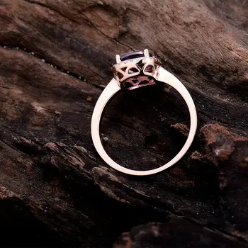Julen NYE Pude 6x6mm 18Kt Guld Diamant Lilla Ametyst Engagement Ring for Kvinder SR0333