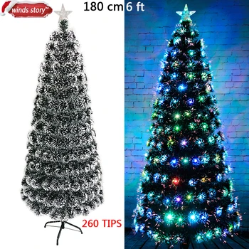Juletræ 4'/5'/6' Fiberoptiske LED Farve Skiftende Traditionelle Kunstig Grøn Flash Xmas tree gave julepynt