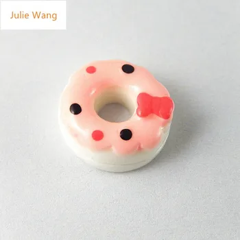 Julie Wang 10STK Mini Søde Donut Kage Form Harpiks Charms Vedhæng Håndlavet Hængende Lynlås Gave Armbånd Håndværk Tilbehør
