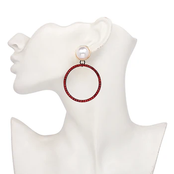 JURAN Kvinders mode simuleret Perle øreringe Nye ankomst mærke stor krystal runde drop heart øreringe til kvinder, piger engros