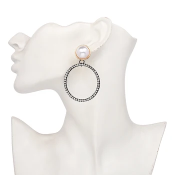 JURAN Kvinders mode simuleret Perle øreringe Nye ankomst mærke stor krystal runde drop heart øreringe til kvinder, piger engros