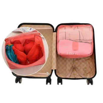 JXSLTC 6stk/set Mænd og Kvinder rejsetasker Mode Dobbelt Lynlås Pakning Terninger Vandtæt Polyester Bagage-Organizer Rejse Taske