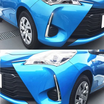 JY-2stk SUS304 Rustfrit Stål Tågeforlygte Trimmer Bil Styling Dækning for Toyota Vitz Yaris Hatchback 2017 Ansigtsløftning