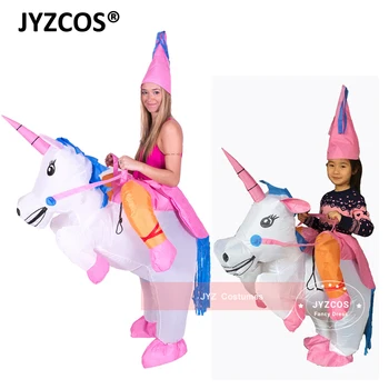 JYZCOS Oppustelige Unicorn Kostumer til Børn, Voksne Fancy Kjole Ride Hest, der Passer Halloween Purim Carnival Part Drenge Piger Outfit