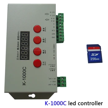 K-1000C (T-1000VIS Opdateret) controller WS2812B,WS2811,APA102,SK6812,2801 LED 2048 Pixels Program Controller DM5-24V