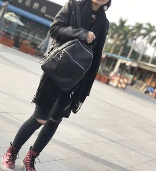 Kafunila designer rygsæk kvinder sort ægte læder rygsæk mode skole taske kvindelige rejse skuldertaske bolsas mochila