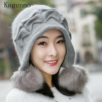 Kagenmo Hat kvindelige efterår og vinter strikkede hat casual alle-match sød strikhue