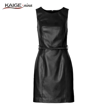 KaigeNina nye mode populære produkter, elegant og delikat kvinder pu mode sexet kjole 2244