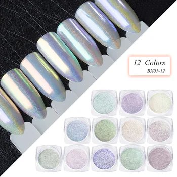 Kamæleon Holografiske Glitter Nail Powder 0,2 g Laser Rainbow Chrome Pigment Manicure Nail Art Dekorationer
