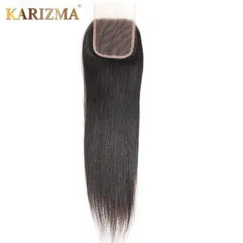 Karizma Straight Hair Lace Lukning 4*4 menneskehår Weave Lukninger Gratis Del Naturlige Farve 10-18inches Remy Hår