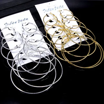 Kathline smykker store hoop øreringe sæt 1 parti 6 par/sæt til kvinder guld sølv farve cirkel runde mode øreringe