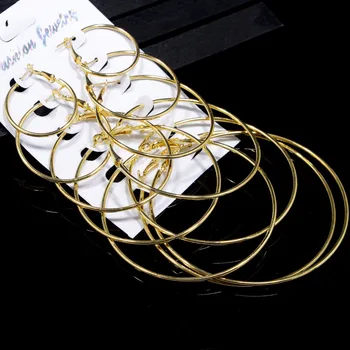 Kathline smykker store hoop øreringe sæt 1 parti 6 par/sæt til kvinder guld sølv farve cirkel runde mode øreringe
