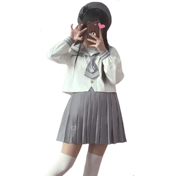 Kawaii Kat Broderi Kvinder Toppe og Bluser 2017 Japansk JK skoleelever Uniform Matros Krave Lolita Pige Skjorte Bluse