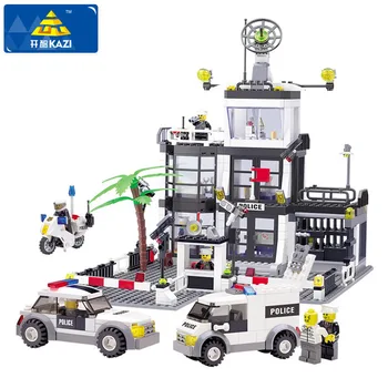 KAZI politistationen byggesten Bil Styling byggesten 631+pc ' er 3D-Model Blokke Brinquedos Playmobil Legetøj Til Børn
