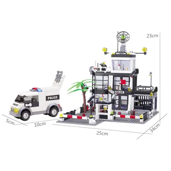 KAZI politistationen byggesten Bil Styling byggesten 631+pc ' er 3D-Model Blokke Brinquedos Playmobil Legetøj Til Børn