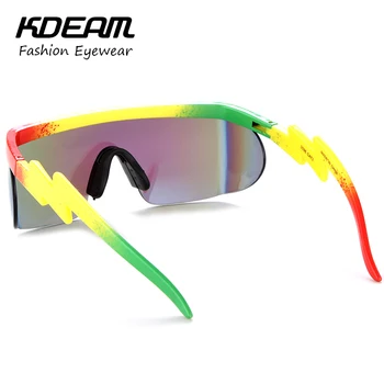 KDEAM 2018 Sommeren Nye Sport-brillerne Mænd Goggle Oversize Part Solbriller fladskærms øverste Kvadrat Sol briller, Retro Briller 2 linse KD3596