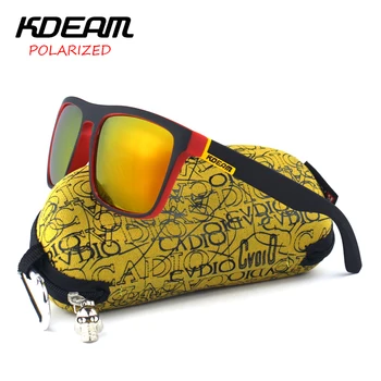 KDEAM Polariserede Solbriller Mænd Sport Briller Brand Designer Kørsel Oculos De Sol Reflekterende Belægning Med UV400 Tilfælde KD156