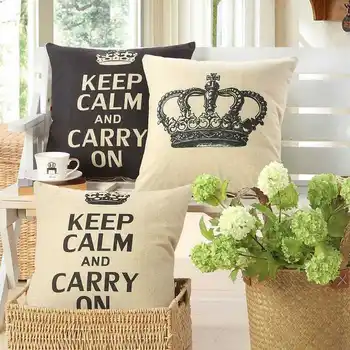 KEEP CALM AND CARRY ON Pudebetræk Hjem Dekorative Sofa Pude Søde sædehynde Crown