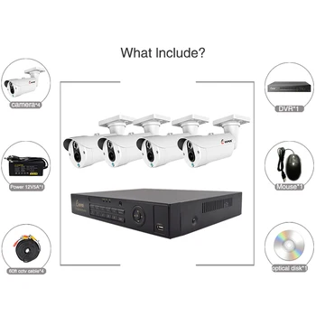 Keeper 8CH 1080P CCTV DVR System 4STK SONY IMX323 Vejrandig Udendørs overvågningskamera Dag/Nat Videoovervågning System Kit