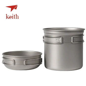 Keith Ren Titanium Potter Sæt Camping Køkkengrej, Service, ik Picnic Kogning Sæt Skålen Pot Pan Udendørs Rejse Vandring Komfur