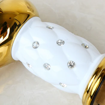 KEMAIDI Diamond Crystal Krop Enkelt Håndtag Badeværelse Vask blandingsbatteri Badeværelse Hane Guld Færdige Badeværelse Vandhaner Monteret Dæk