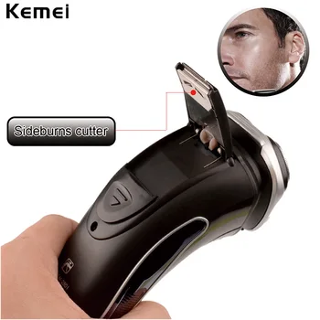 Kemei 3D Genopladelige Triple Flydende Blade Elektrisk Shaver Barbermaskiner Mænd ansigtspleje Intelligent intimbarbering Maskine hårfjerning S40