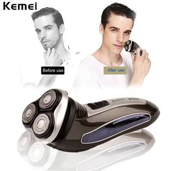 Kemei 3D Genopladelige Triple Flydende Blade Elektrisk Shaver Barbermaskiner Mænd ansigtspleje Intelligent intimbarbering Maskine hårfjerning S40