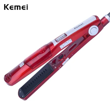 Kemei Damp Fladjern Steampod Elektriske Straighting Børste Irons Keramiske Hårstyling Bærbare Keramiske Styling Værktøj