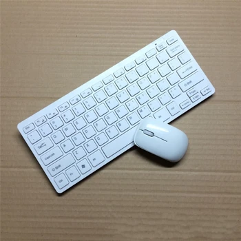 Kemile 2,4 G Mini Trådløse Tastatur og Optisk Mus Combo Sort/hvid til Samsung Smart TV Desktop PC