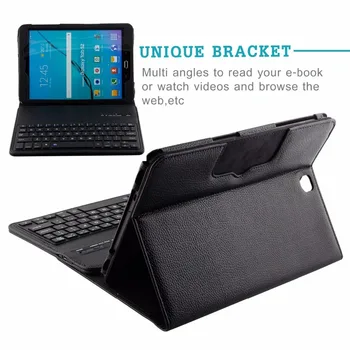 Kemile Aftageligt Bluetooth Tastatur Portfolio Læder Stå Case Cover til Samsung Galaxy Tab S2 9.7 T810 T815 T819