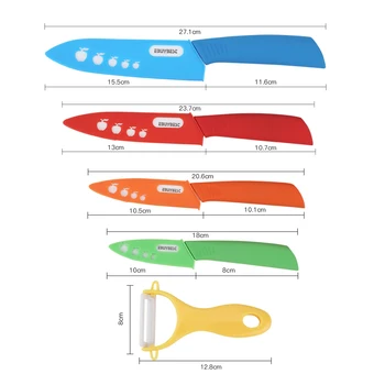 Keramisk kniv med zirkonia køkkenkniv sæt Multi-farve Håndtag 3