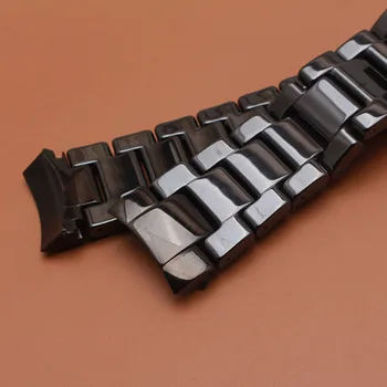 Keramiske Ur Band Strap solidt Link Armbånd passer gear s3 mænd wristwatchband 22mm poleret sort watchbands nye buede ender 2017