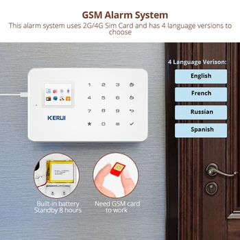KERUI G18 TFT Touch Trådløse GSM Alarm IOS/Android APP Control Hjem Indbrudstyv Security Protection Alarm System