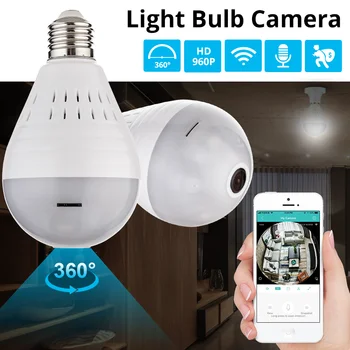 KERUI LED Lys 960P Trådløse Panorama Sikkerhed i Hjemmet Trådløst CCTV Fiskeøje Pære Lampe IP-Kamera 360 Graders ONVIF Night Vision