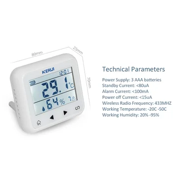 KERUI TD32 LED Display Justerbar Temperatur Og Luftfugtighed Alarm Sensor Detector Alarm Beskytte personlige og ejendom