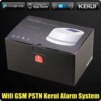 Kerui W2 WiFi GSM PSTN RFID Hjem Sikkerhed Alarm System Lavt batteri Indikation TFT farve skærm ISO Android App
