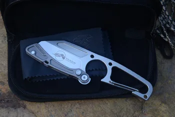 Kevin John Venom DPx RAMT kniv TC4 titanium 9Cr18MoV faste blade EDC værktøj med Læder jakke pakke
