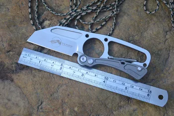 Kevin John Venom DPx RAMT kniv TC4 titanium 9Cr18MoV faste blade EDC værktøj med Læder jakke pakke