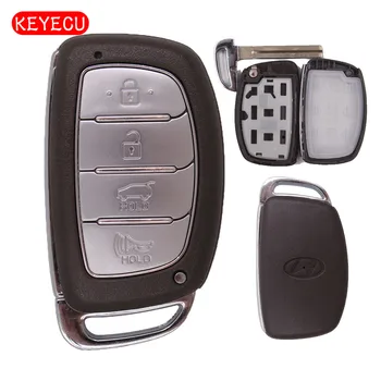 Keyecu Smart Fjernbetjening Nøgle etui 4-Knappen FOB for Hyundai IX25 IX35 Elantra Sonata Verna +Uncut Blade