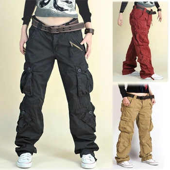 Khaki/Sort træthed fragt baggy bukser kvinder Hip hop bukser dans med sportstøj løs plus size bukser for mand & kvinder
