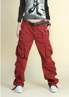 Khaki/Sort træthed fragt baggy bukser kvinder Hip hop bukser dans med sportstøj løs plus size bukser for mand & kvinder