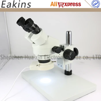 Kikkert stereo-mikroskop Industrielle mikroskop 7~45X Kontinuerlig zoom med stor størrelse metal stå justerbar LED-lys